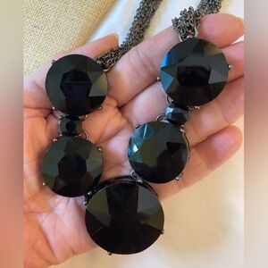 Chunky Goth 5 Large Black Faceted Statement Necklace‎